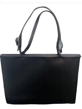 Gucci Vintage Black Leather Tote 1980s-era Preloved